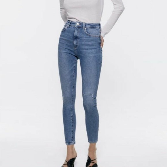 Zara VENICE BLUE ZW PREMIUM '80S HIGH WAIST JEANS Blue-2553/242-NWT - Picture 1 of 11